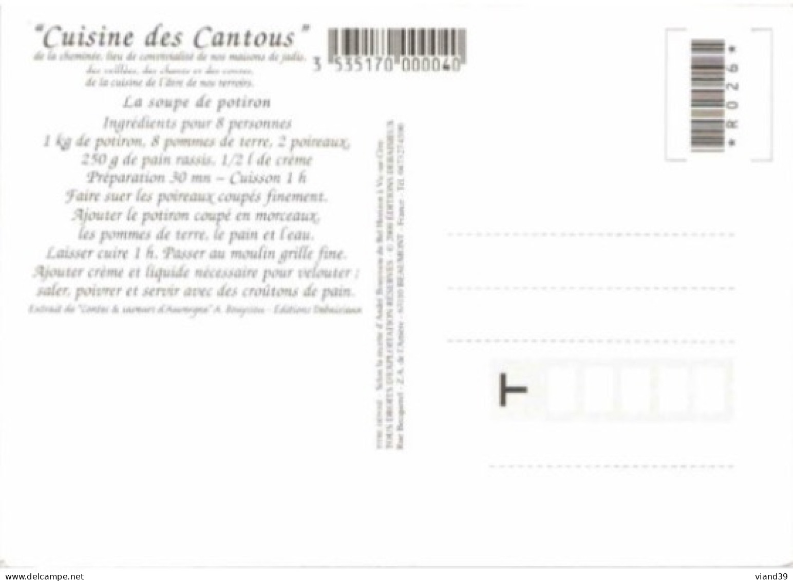 LA SOUPE DE POTIRON.  -   Recettes De Cuisine  - CPM - Voir Scannes Recto-Verso - Recepten (kook)