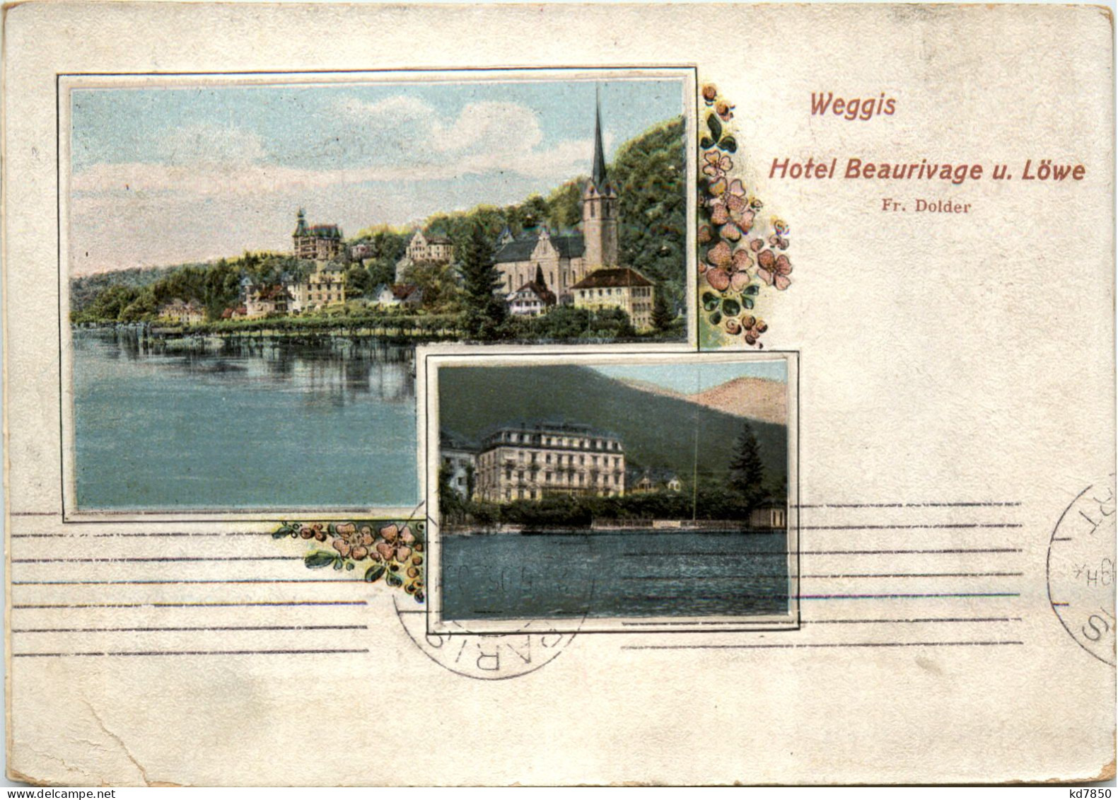 Weggis - Hotel Beaurivage Und Löwe - Reliefkarte - Weggis