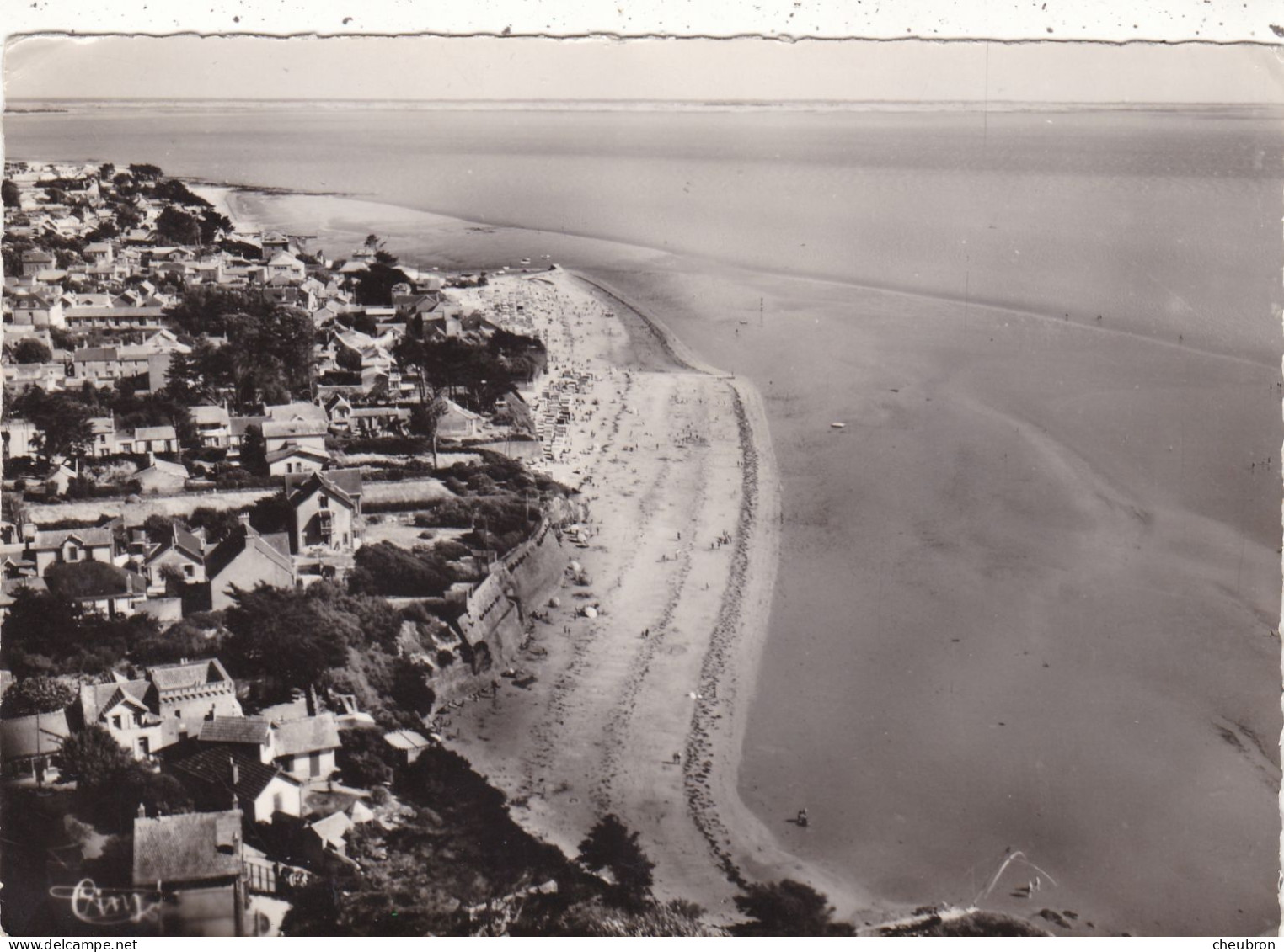 44. LA BERNERIE EN RETZ.  CPA. VUE AÉRIENNE. LA GRANDE PLAGE.. ANNEE 1953 + TEXTE - La Bernerie-en-Retz