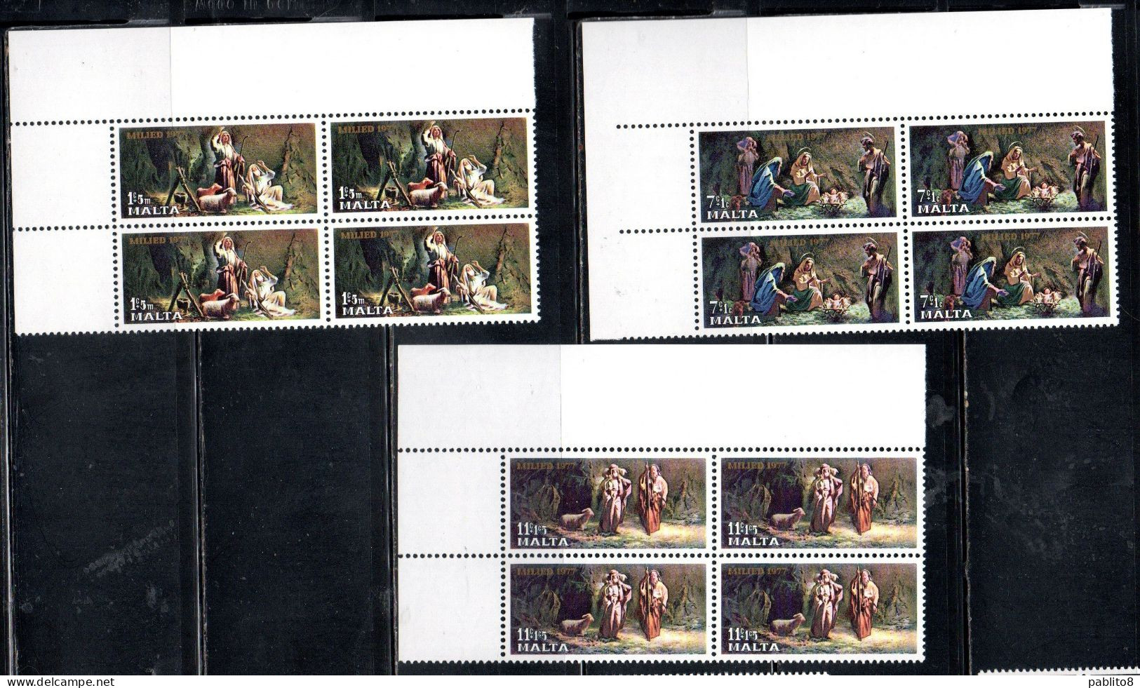 MALTA 1977 CHRISTMAS NATALE NOEL WEIHNACHTEN NAVIDAD NATAL COMPLETE SET SERIE COMPLETA MNH - Malta