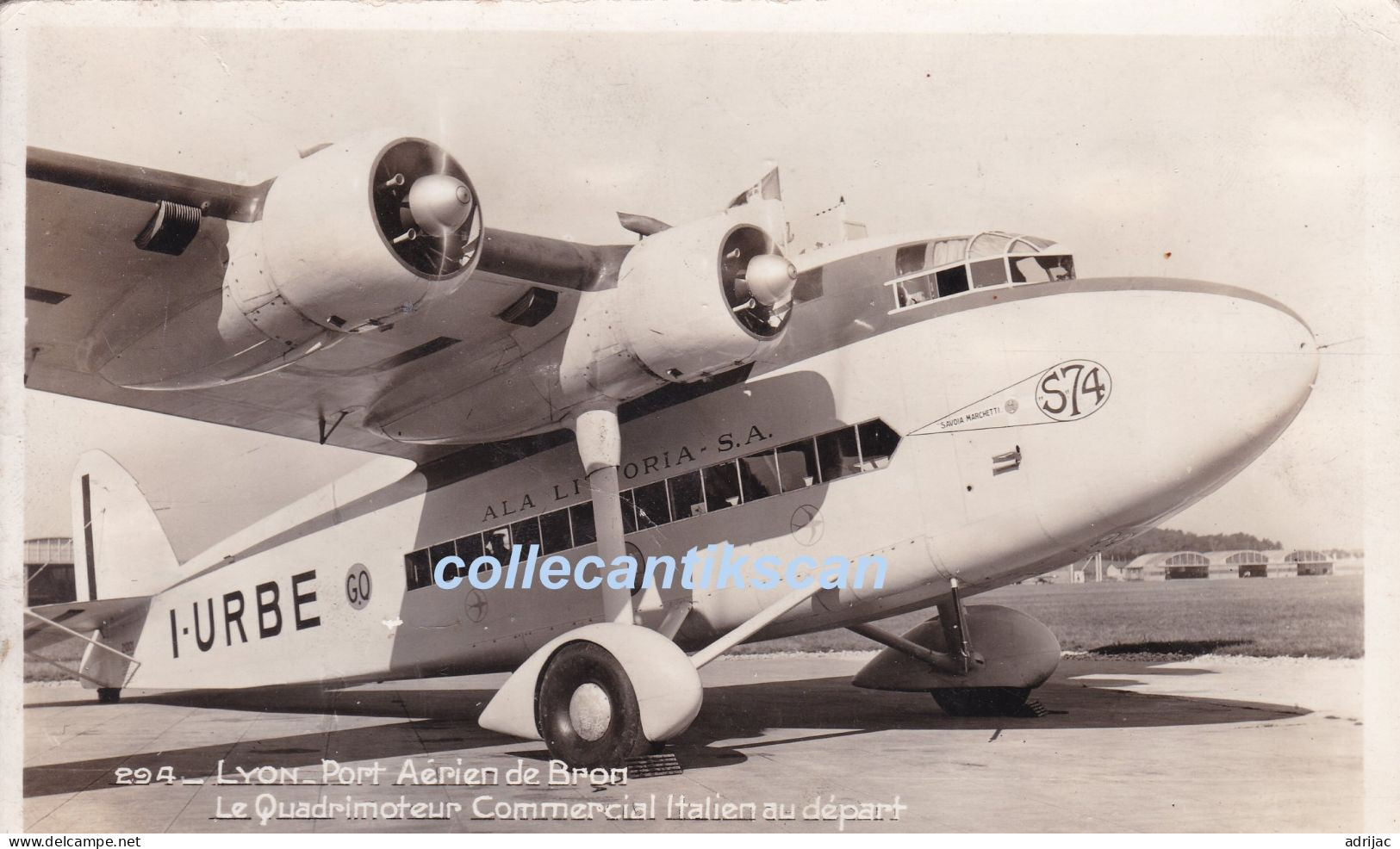 Lyon Bron Avion Quadrimoteur Italiencarte Photo  Scann Recto Verso - 1946-....: Modern Era