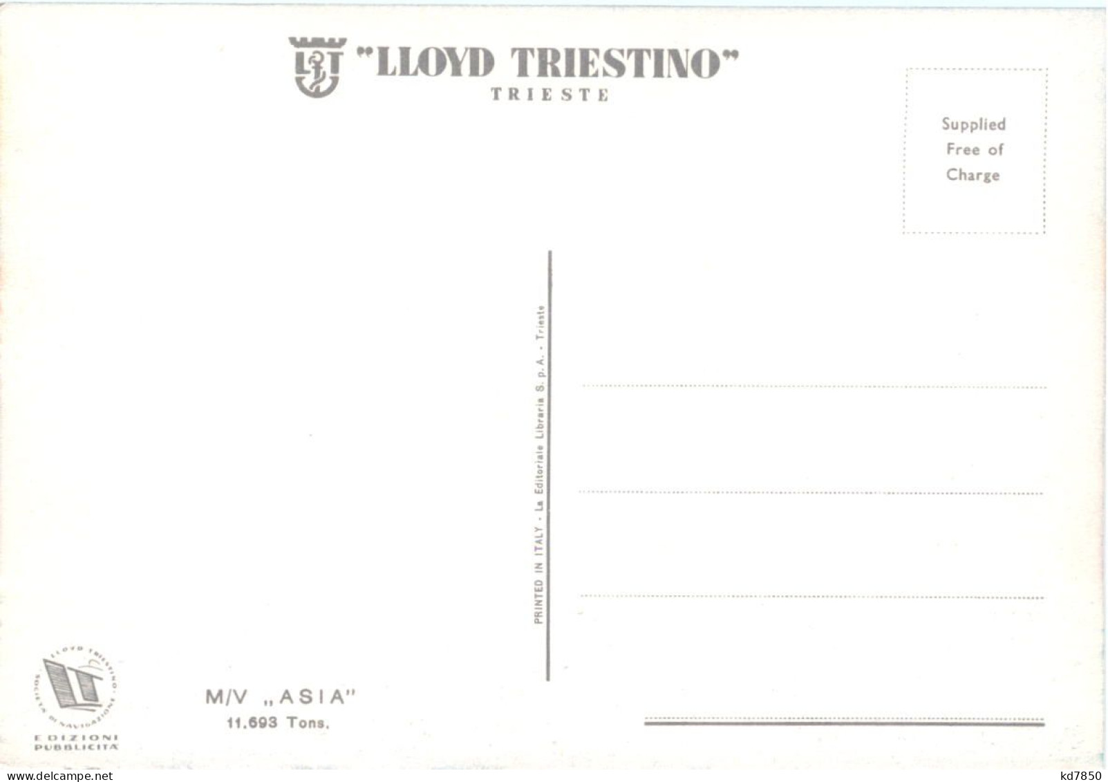 Lloyd Triestino - MN Asia - Paquebote