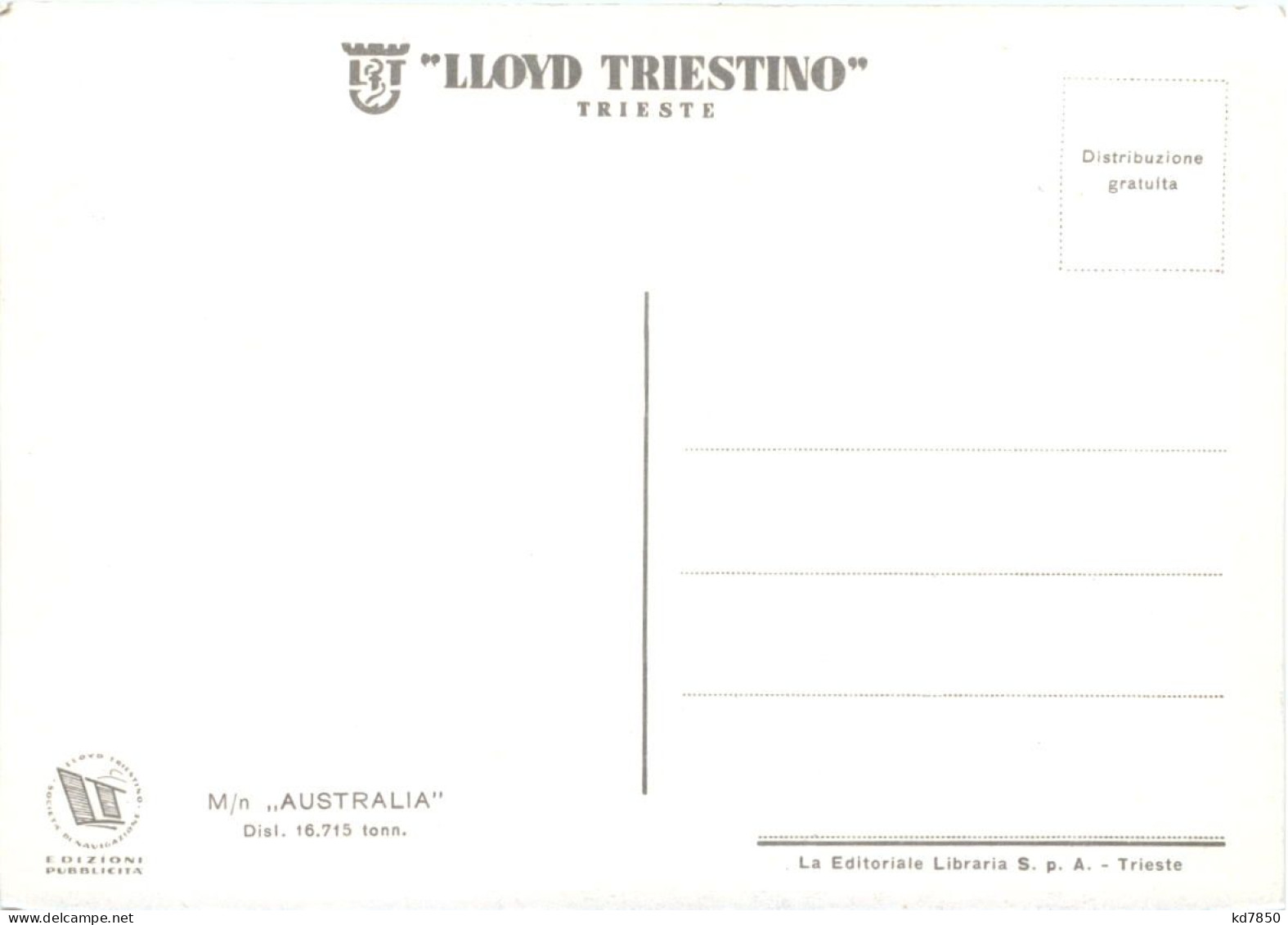 Lloyd Triestino - MN Australia - Piroscafi