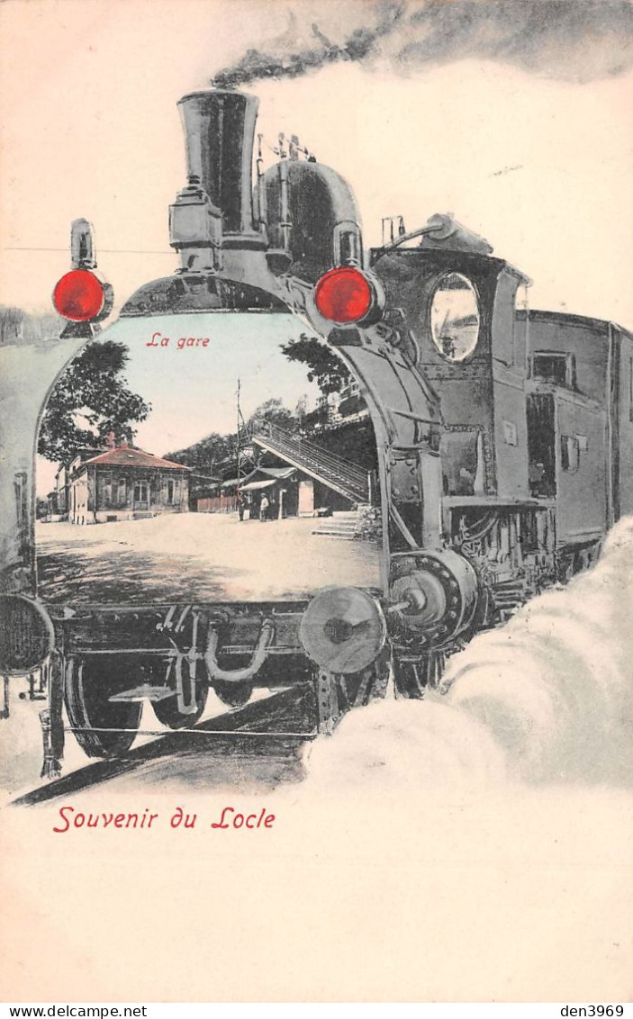 Suisse - NE - Souvenir Du LOCLE - La Gare - Train (Gros Plan) - Voyagé 1906 (2 Scans) Déporte Instituteur Marchaux Doubs - Le Locle