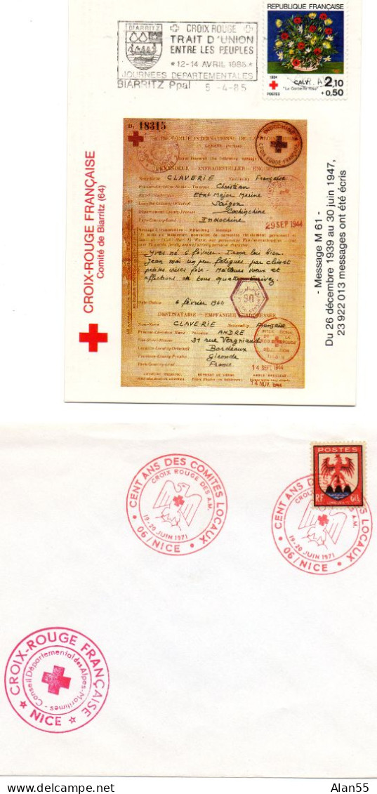 FRANCE. DEUX PLIS CROIX-ROUGE.THEMES:ART.SANTE.CROIX-ROUGE. - Red Cross