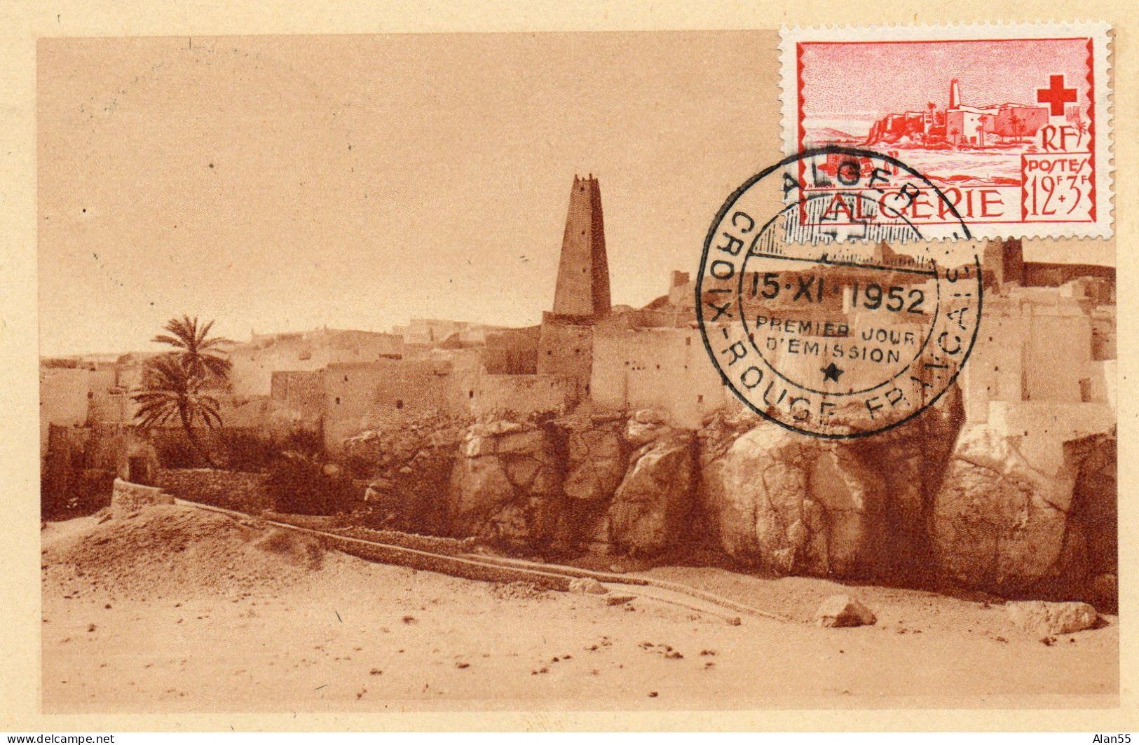 ALGERIE.1952  CROIX-ROUGE FRANCAISE-ALGER". .SERIE DE DEUX  CARTES « MAXIMUM". Y&T 300-301 - Cartes-maximum