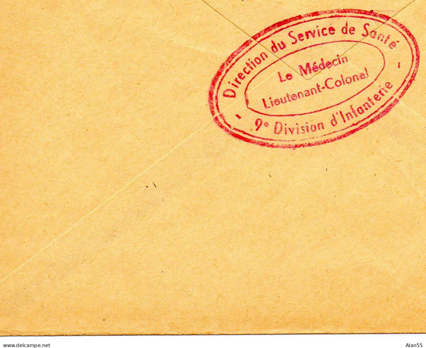 ALGERIE.(GUERRE).1956.  "DIRECTION SERVICE DE SANTE-9ème DIVISION D'INFANTERIE".LETTRE F.M. - Algerienkrieg