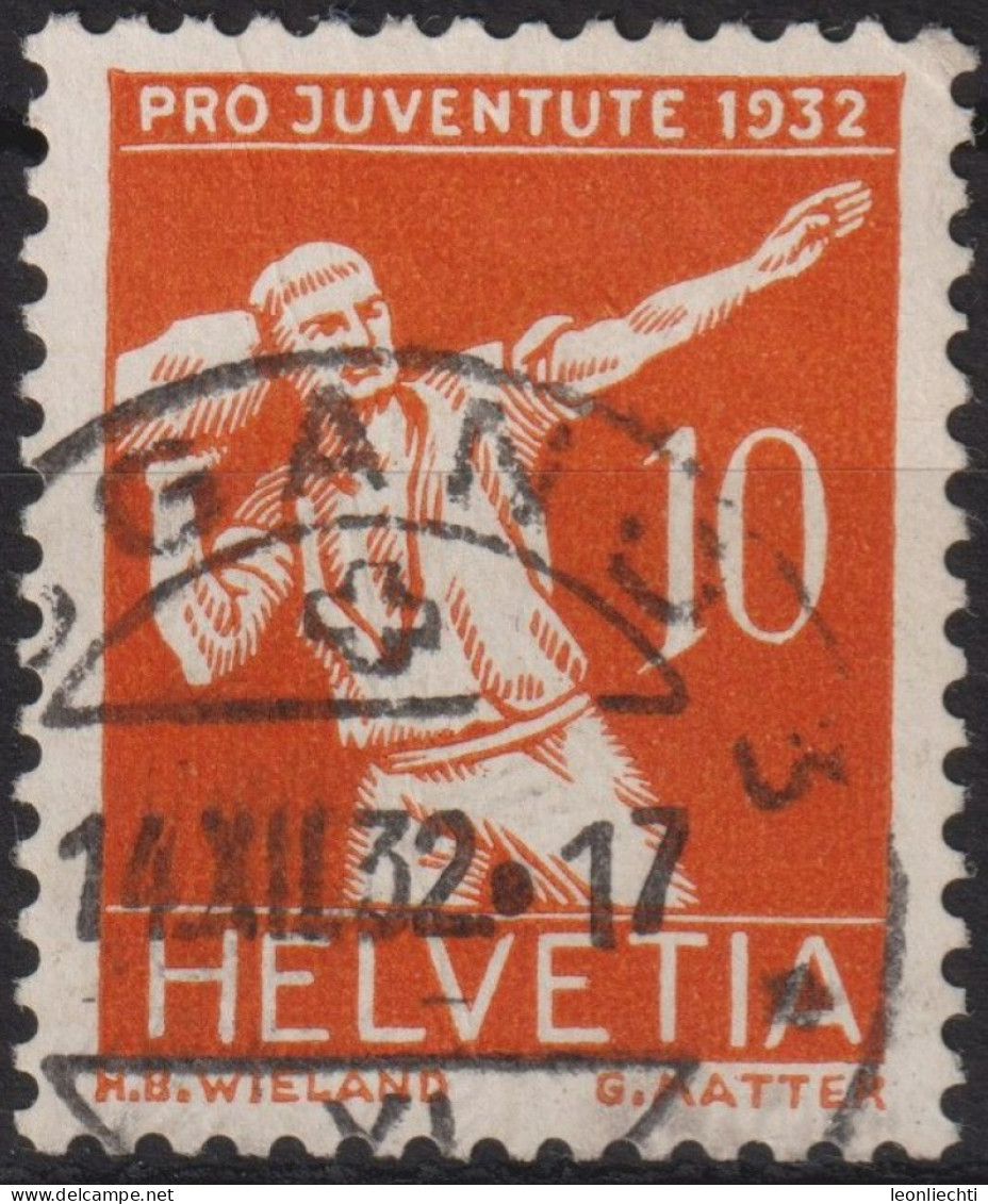 1932  Schweiz / Pro Juventute ° Mi:CH 263, Yt:CH 264, Zum:CH J62, Steinstosser - Used Stamps