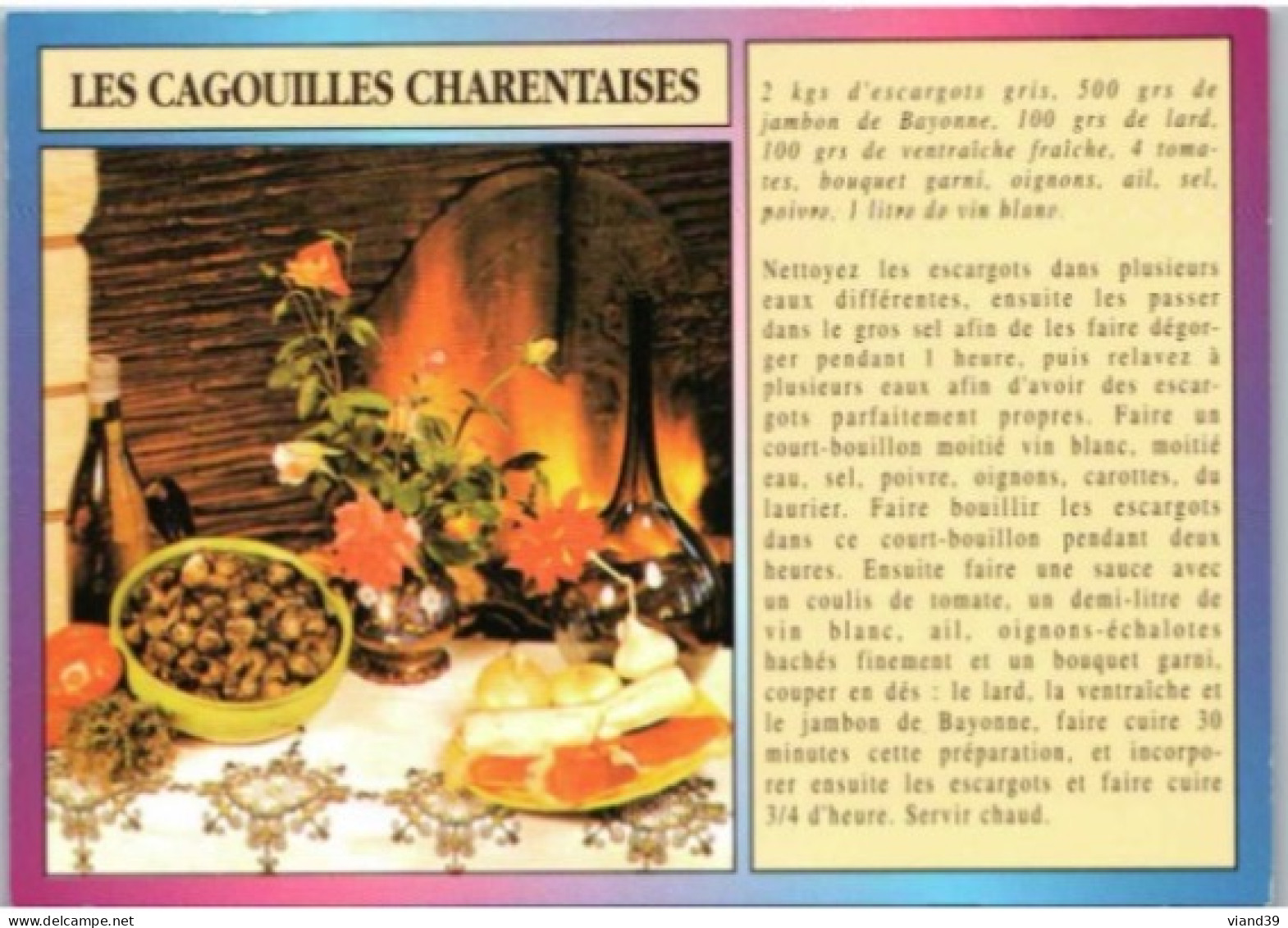 LES CAGOUILLES CHARENTAISES.  .  -   Recettes De Cuisine  .  - CPM - Voir Scannes Recto-Verso - Küchenrezepte