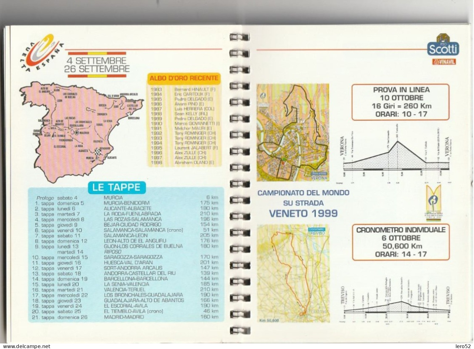 SPORT CICLISMO SQUADRA SCOTTI VINAVIL 1999 DIRIGENTI ATLETI GIRO TOUR VUELTA