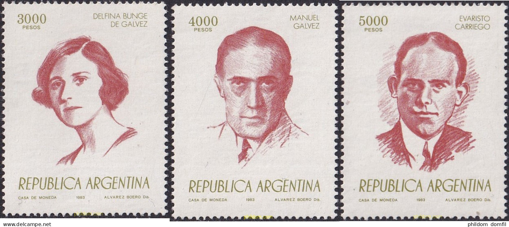 729624 MNH ARGENTINA 1983 ESCRITORES ARGENTINOS - Nuovi