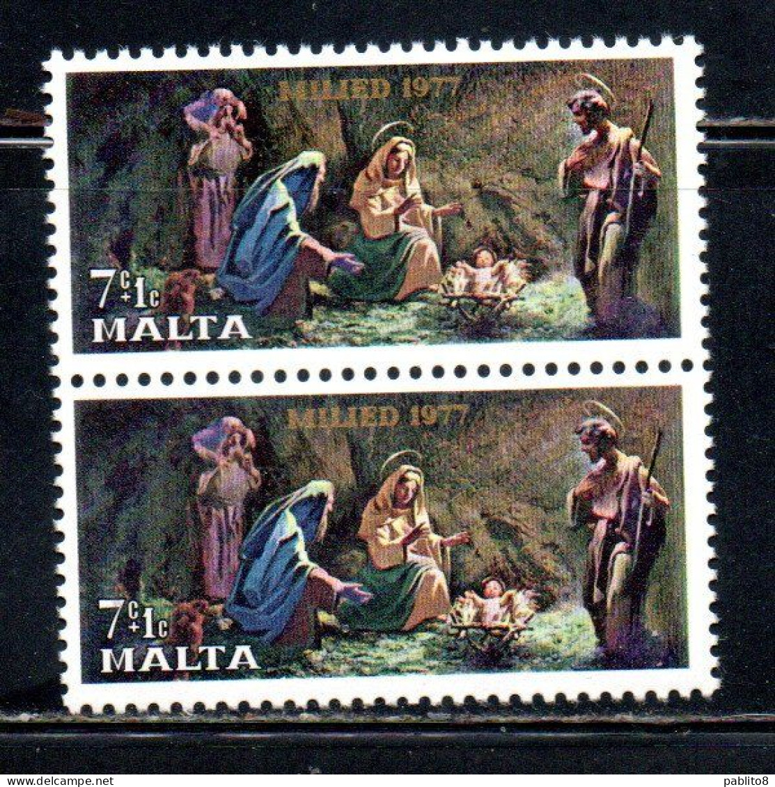 MALTA 1977 CHRISTMAS NATALE NOEL WEIHNACHTEN NAVIDAD NATAL BLOCK 7 + 1c MNH - Malte