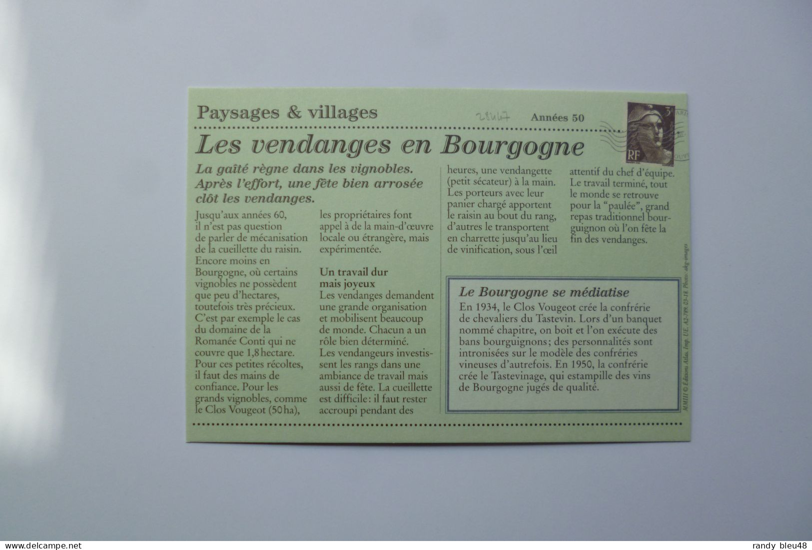 BOURGOGNE  -  Scène De Vendange  ( 1955 )  -  éditions ATLAS - Vignes