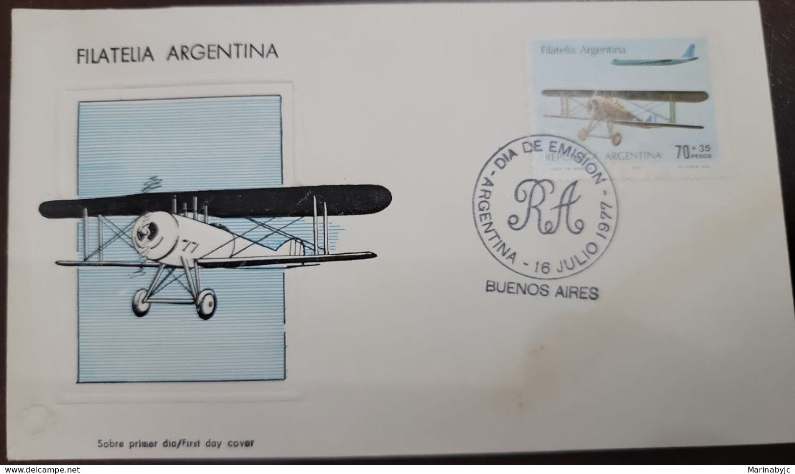 D)1977, ARGENTINA, FIRST DAY COVER, ISSUE, ARGENTINE PHILATELY, AVIATION, FDC - Autres & Non Classés