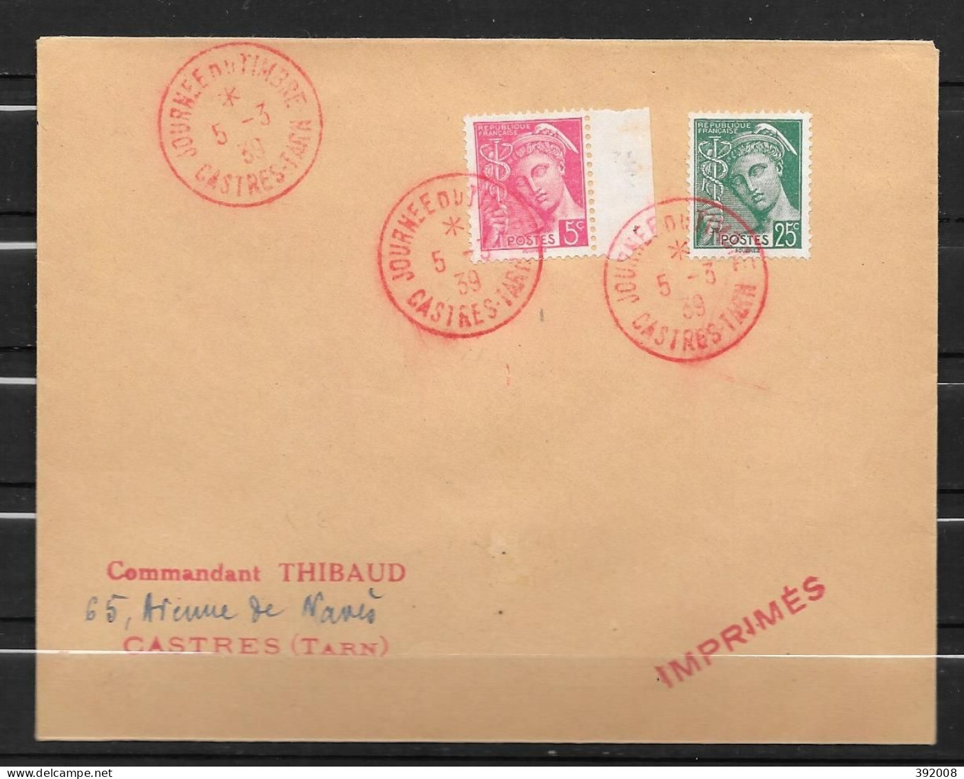 1939 - Journée Du Timbre - CASTRES - Cachet Rouge - 1 - ....-1949