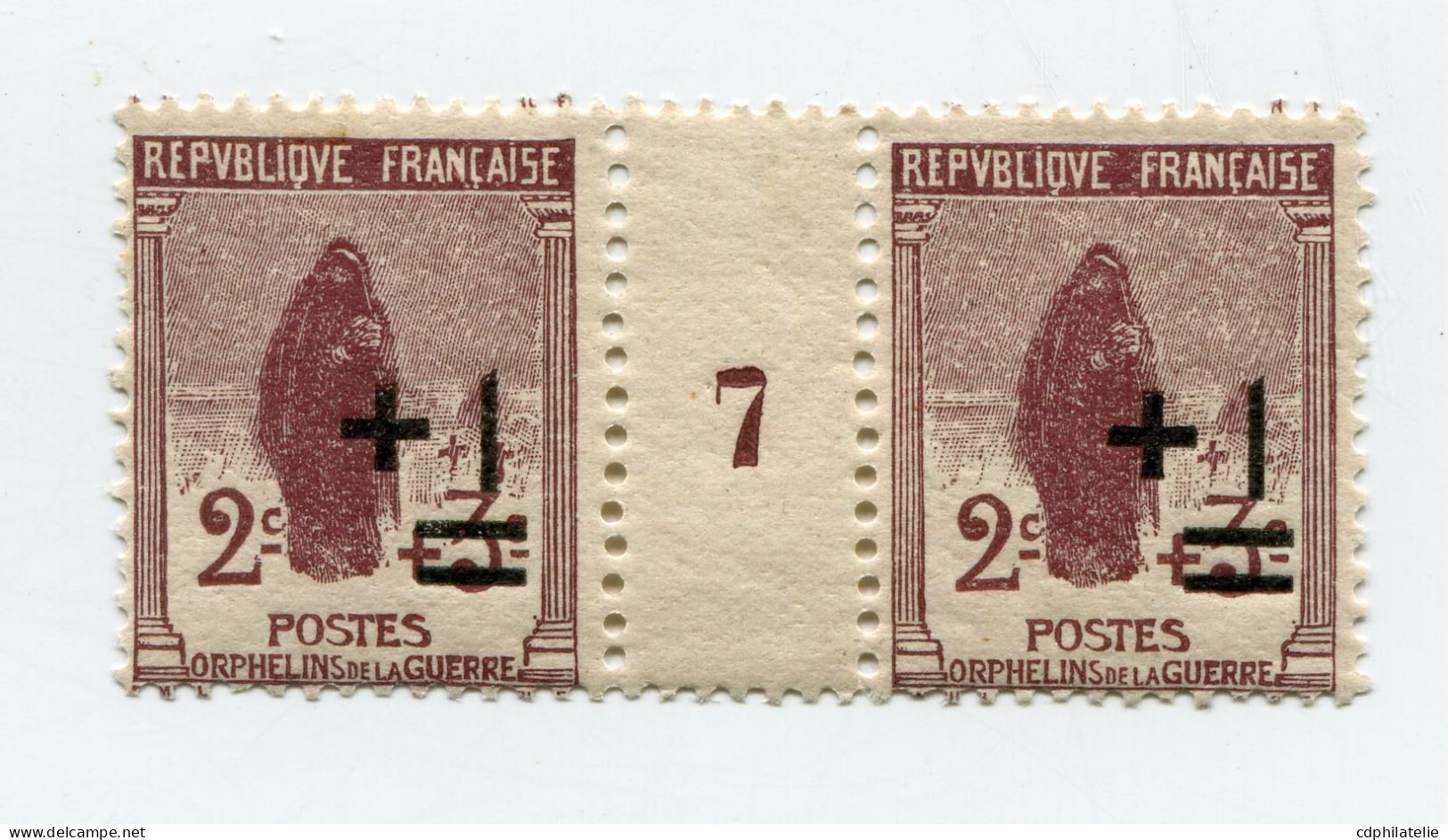 FRANCE N°162 ** ORPHELIN EN PAIRE AVEC MILLESIME 7 ( 1917 ) - Millesimi