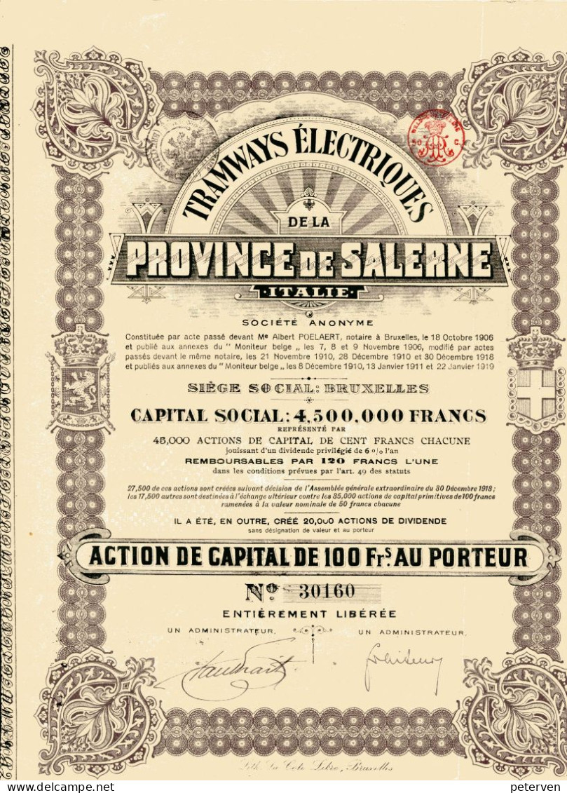 TRAMWAYS ÉLECTRIQUES De La PROVINCE De SALERNE - Chemin De Fer & Tramway