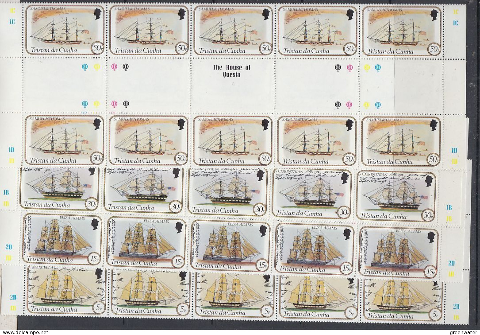Tristan Da Cunha 1982 Sailing Ships 4v Strip Of 5 Gutter ** Mnh (TDC173) - Tristan Da Cunha