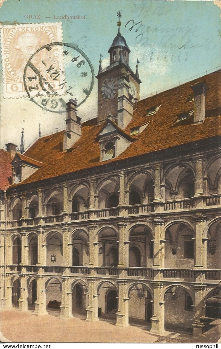 AUSTRIA - GRAZ - LANDHAUSHOF - ED. STROHSCHNEIDER NR 91 - 1912   - Graz