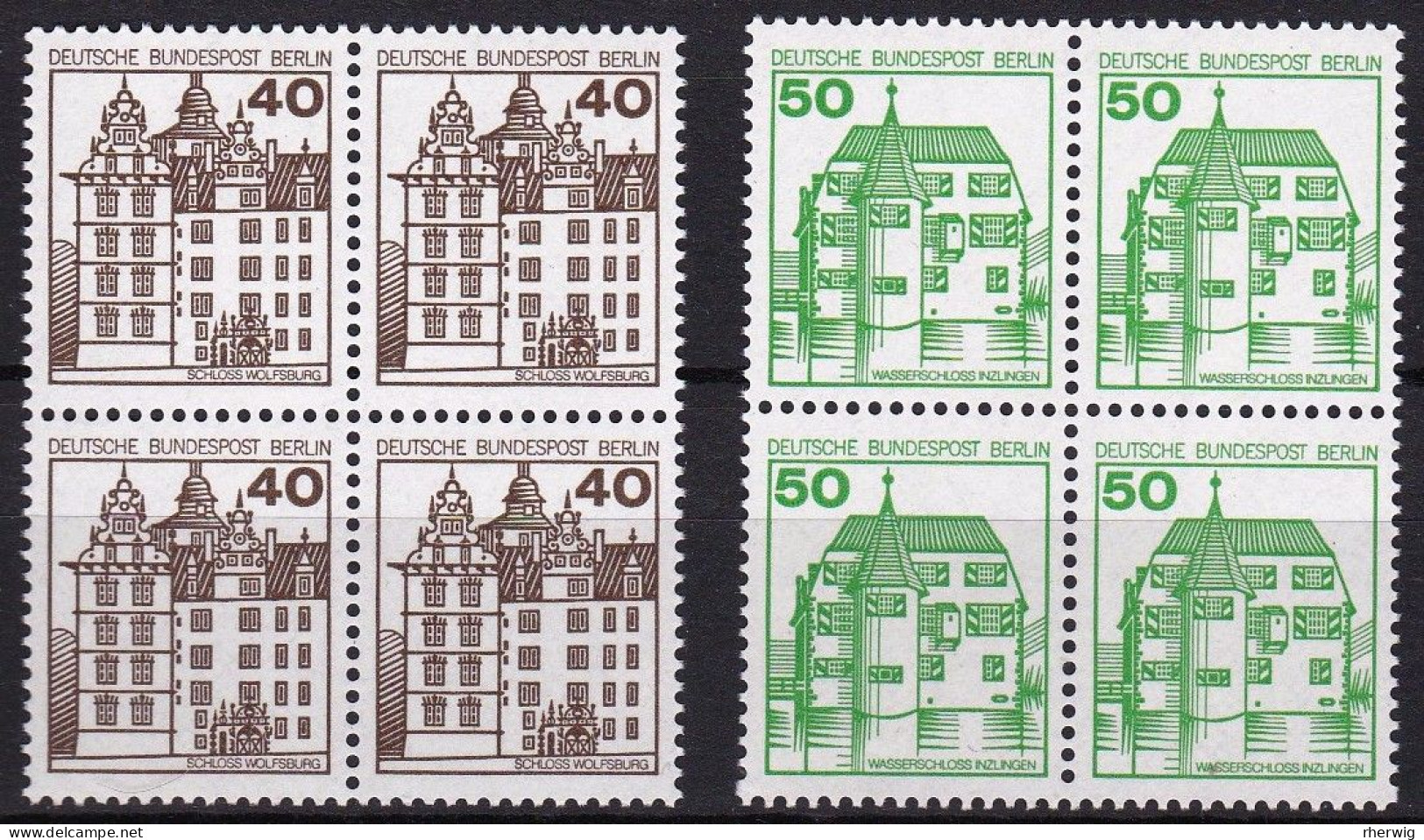 Berlin, 1980, Nr. 614-615 ** Burgen Und Schlösser (IV), Komplette Ausgabe, 2 Viererblöcke - Ungebraucht