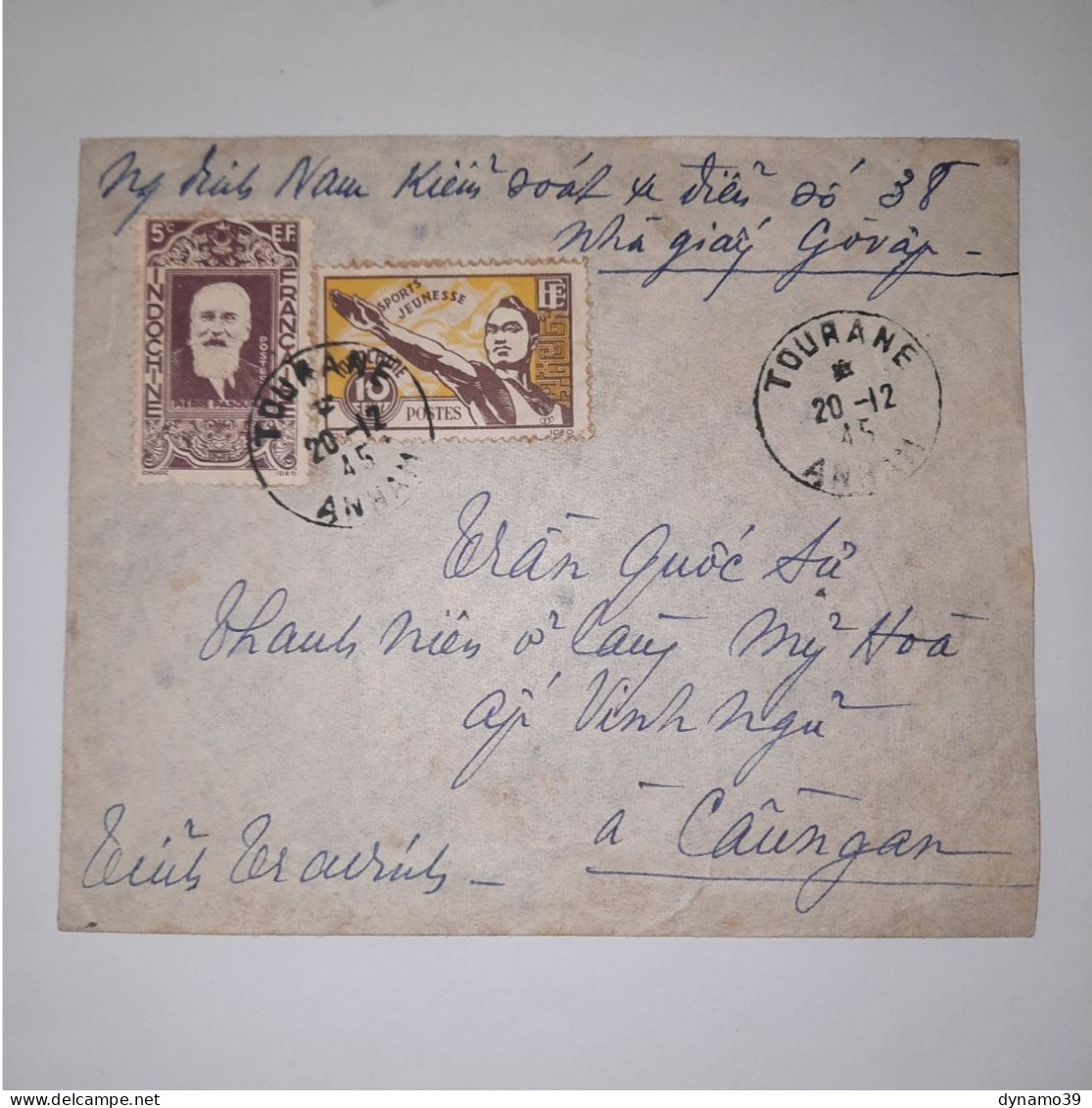 03K6 RARE - ANCIENNE LETTRE ENVELOPPE INDOCHINE 1945 CACHET A BAS LES OPPRESSEURS - Sonstige - Asien