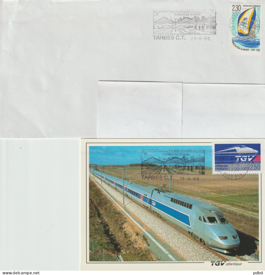 FT FER 02 . 65 . Tarbes . Affranchissement Paris Tarbes . 5h36 . TGV . 1990 . - Mechanical Postmarks (Advertisement)