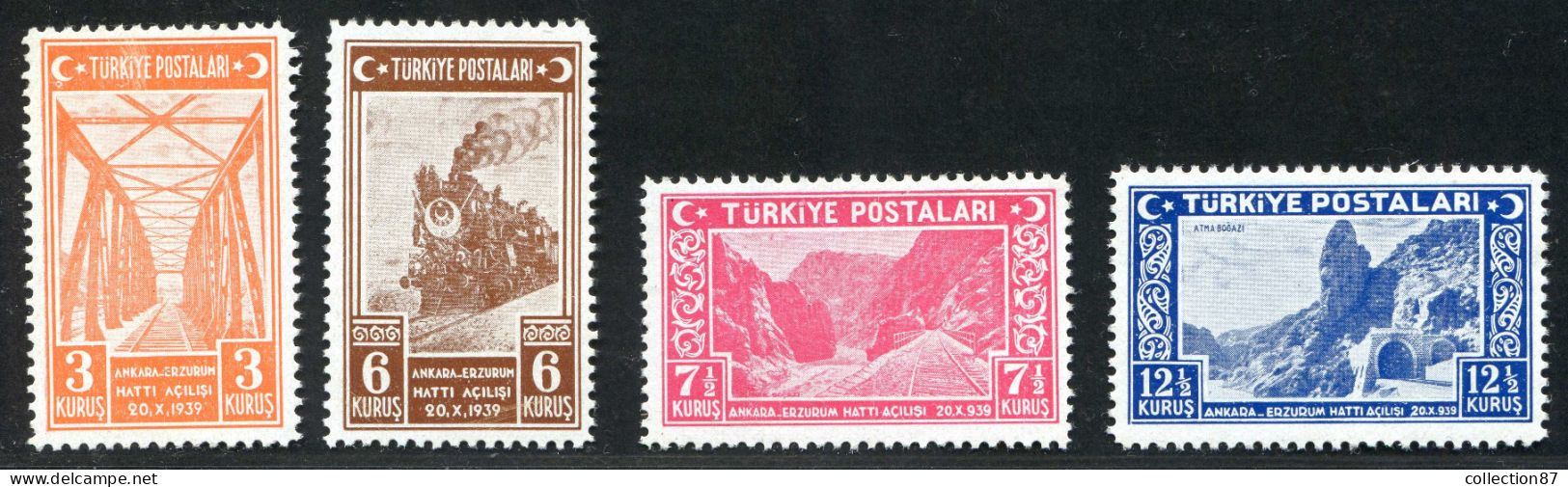 REF 091 > TURQUIE < Yv N° 918 à 921 * * Neuf Luxe Dos Visible MNH * * Cat 32 € < Train Chemin De Fer Erzeroum Ankara - Unused Stamps