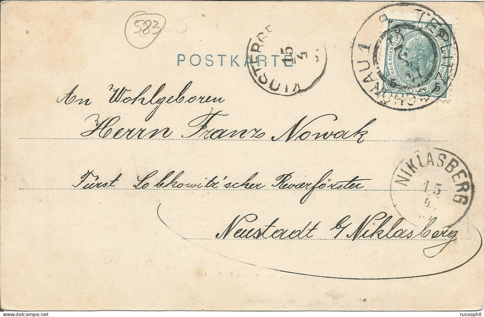 AUSTRIA HUNGARY / SUDETEN - FRANKED PC (VIEW OF SOUTH AFRICA) FROM TEPLITZ TO NIKLASBERG - 1901 - Covers & Documents