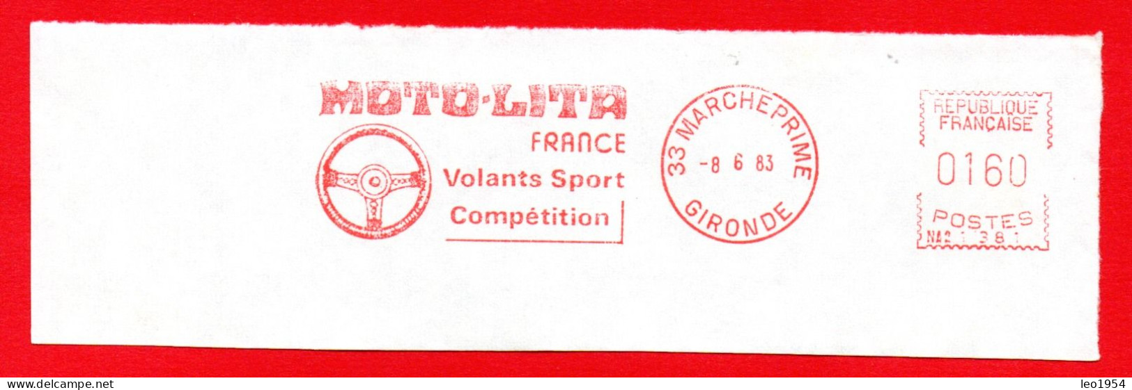 1983 - VOLANTE PER SPORT E COMPETIZIONE - METER STAMP - EMA - AFFRANCATURA MECCANICA ROSSA - Automobile