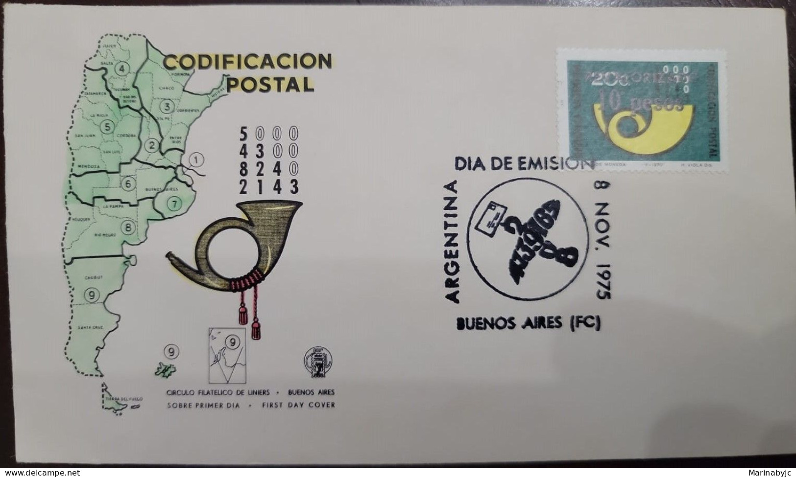 D)1975, ARGENTINA, FIRST DAY COVER, ISSUE, POSTAL CODES, NOT ISSUED AND OVERLOADED FOR POSTAL USE, FDC - Autres & Non Classés