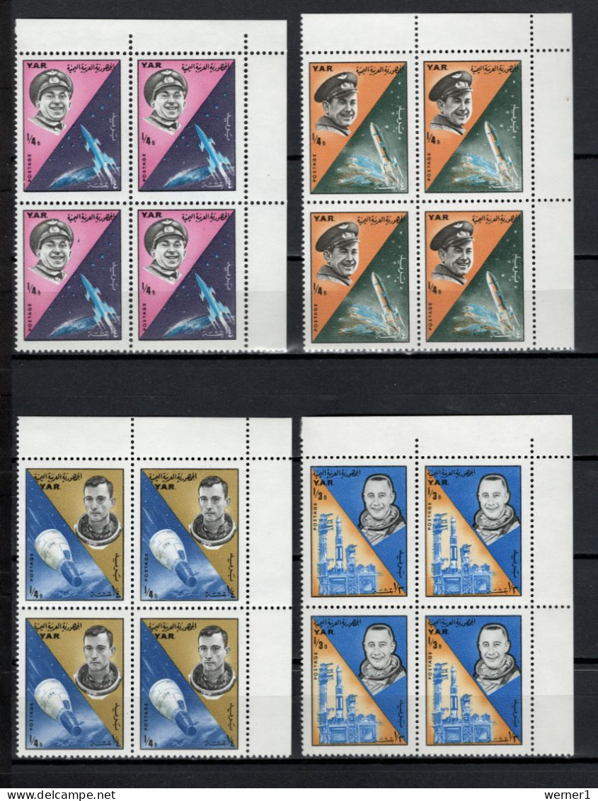 Yemen Arab Republic 1965 Space, Manned Space Flights Set Of 8 In Blocks Of 4 MNH - Asia