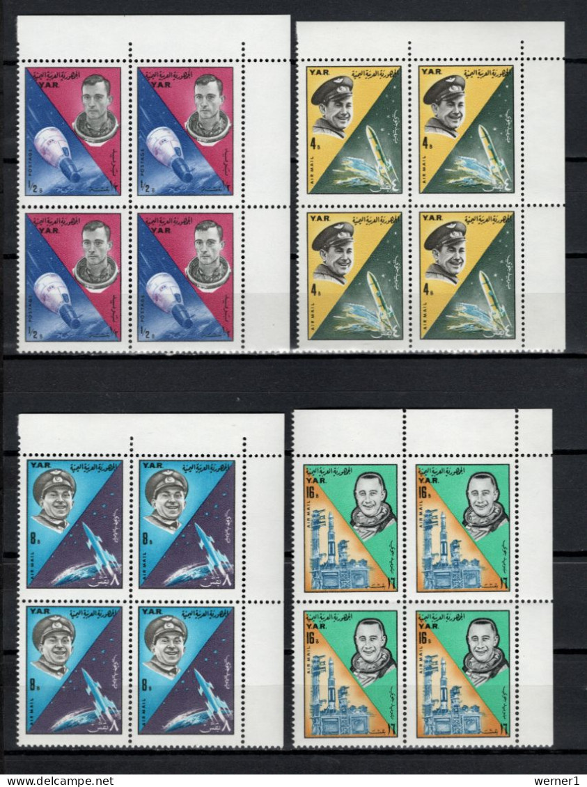 Yemen Arab Republic 1965 Space, Manned Space Flights Set Of 8 In Blocks Of 4 MNH - Azië