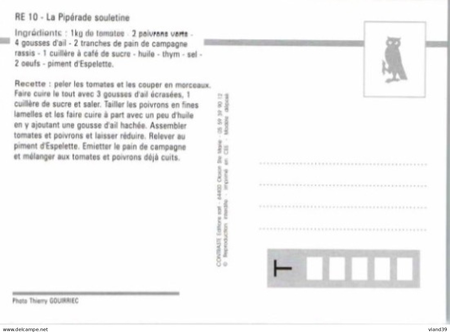 LA PIPERADE. SOULETINE   -   Recettes De Cuisine .  - CPM - Voir Scannes Recto-Verso - Recepten (kook)