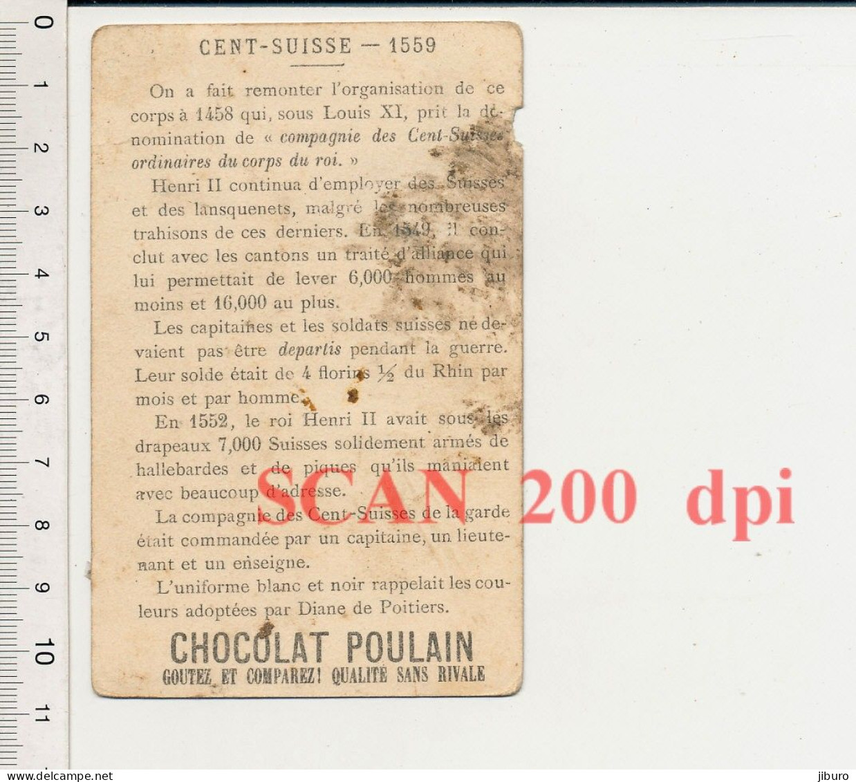 Image Chromo Ancienne Chocolat Poulain Cent-Suisse Soldat Hallebarde Hallebardier Garde Royale - Poulain