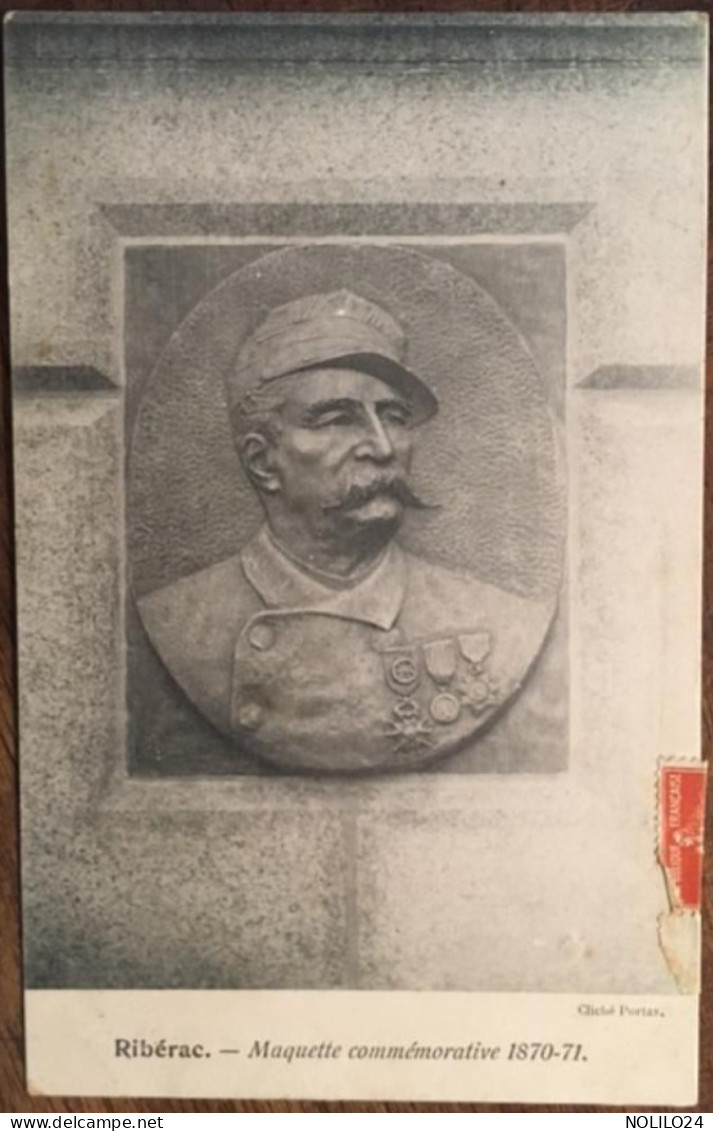 CPA 24 Dordogne, Ribérac, Militaria, Maquette Commémorative 1870-1871( Colonel Béranger), écrite En 1911, Cliché Portas - Riberac