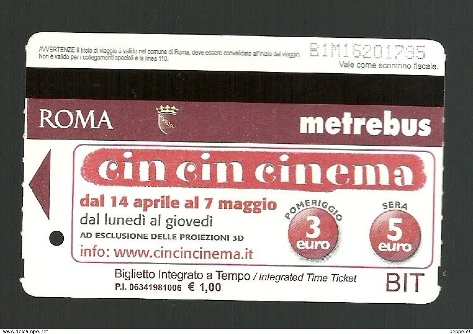 Biglietto Autobus E Metro Italia - Roma Tipo 13 - Europe