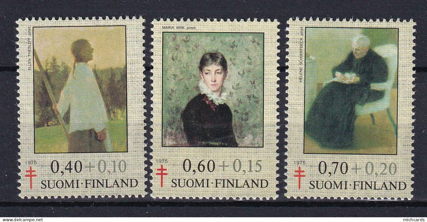 181 FINLANDE 1975 - Y&T 735/37 - Femme Artiste Tableau Tuberculose - Neuf ** (MNH) Sans Charniere - Unused Stamps