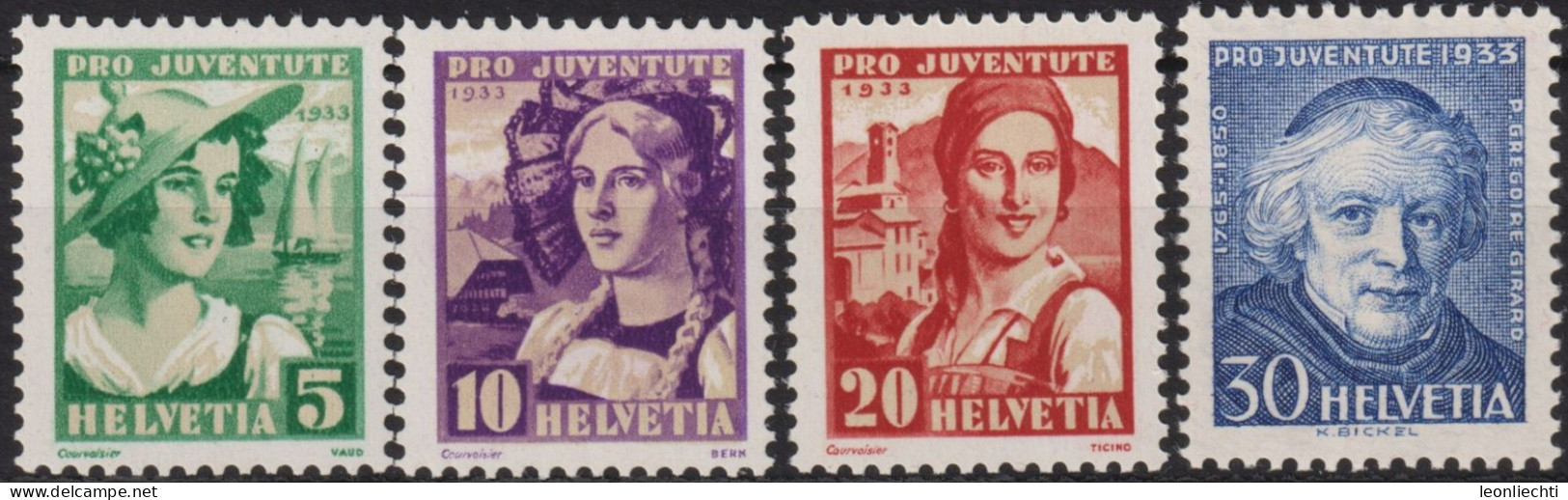 1933 Schweiz / Pro Juventute ** Mi:CH 266-269, Yt:CH 267-270, Zum:CH J65-J68, Schweizer Trachten Und Grégorie Girards - Unused Stamps