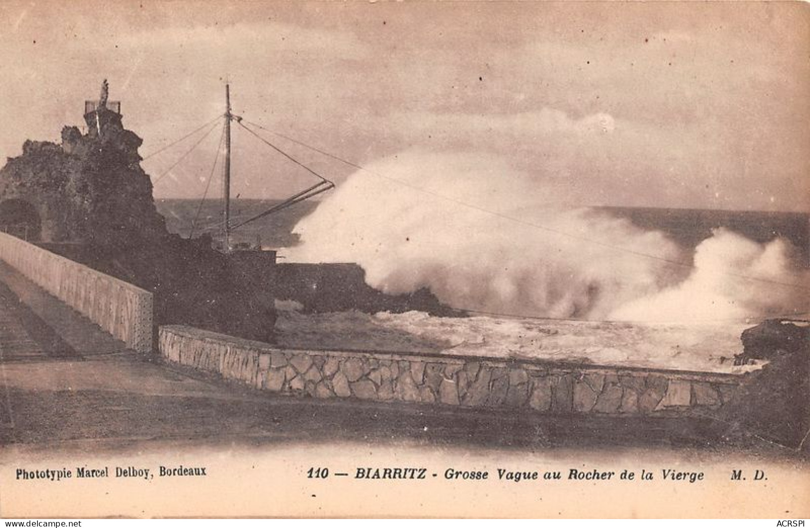 BIARRITZ Grosse Vague Au Rocher De La Vierge 27(scan Recto-verso) MA1908 - Biarritz