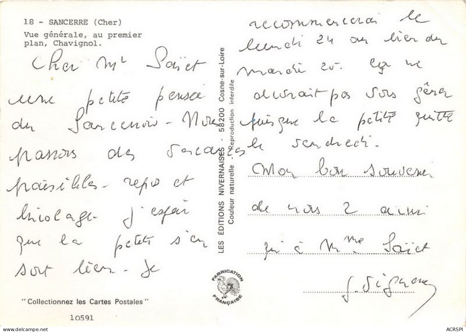 SANCERRE Vue Generale Au Premier Plan Chavignol 13(scan Recto-verso) MA1905 - Sancerre