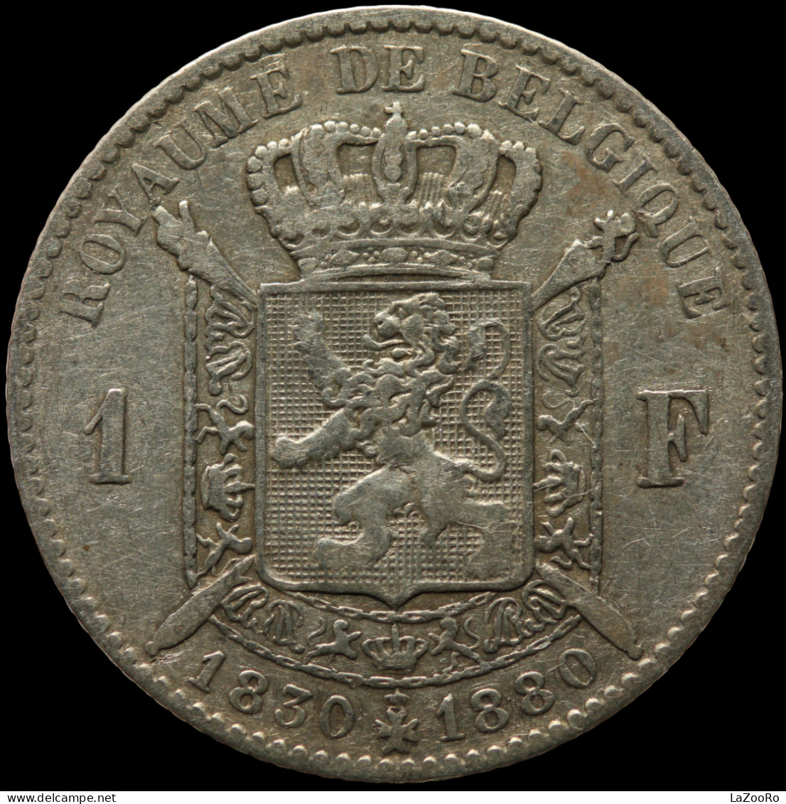 LaZooRo: Belgium 1 Franc 1880 VF / XF - Silver - 1 Frank