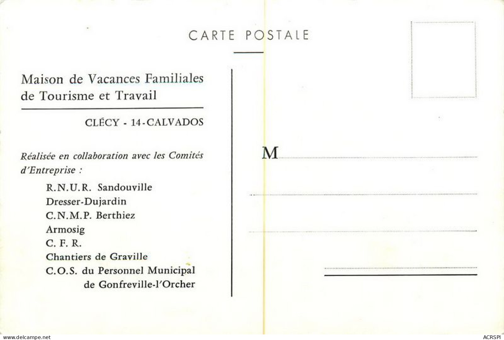 CLECY  Maison De Vacances De Tourisme Et Travail  34   (scan Recto-verso)MA1902Ter - Clécy