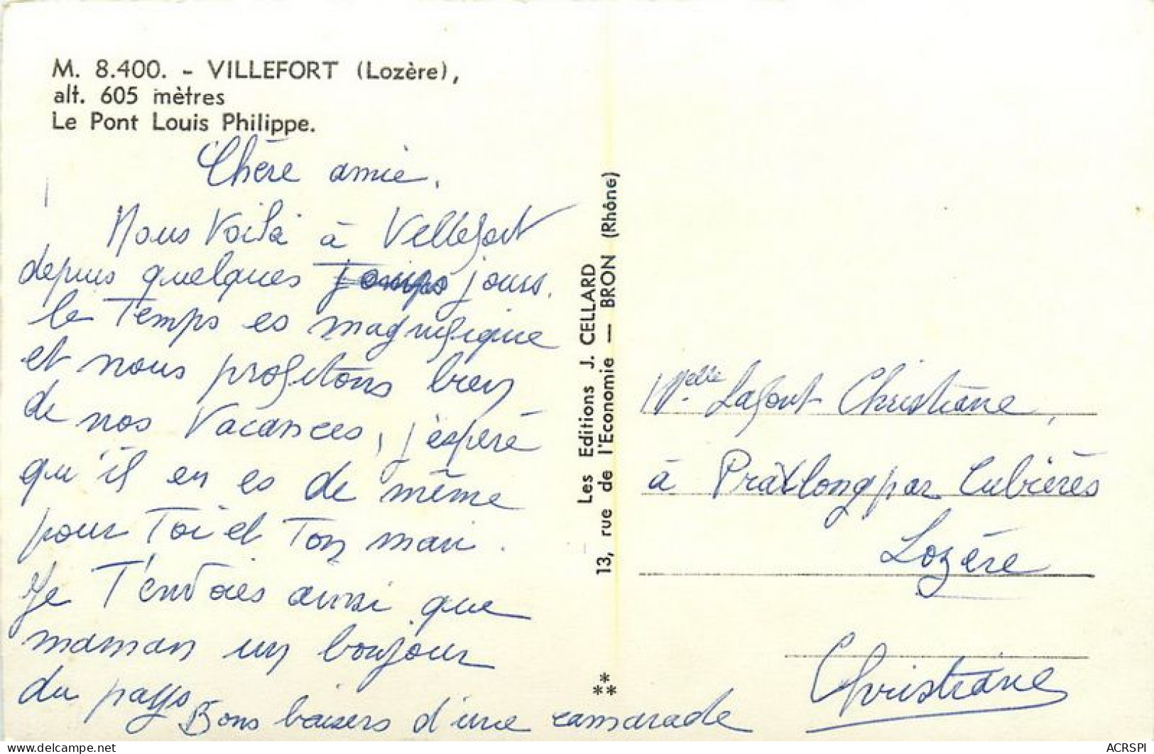 VILLEFORT Le Pont Louis Philippe   8   (scan Recto-verso)MA1901Ter - Villefort