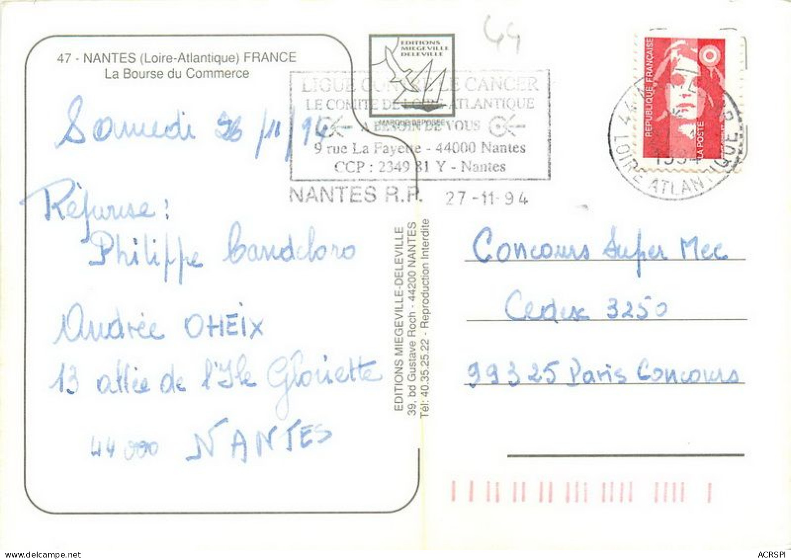 NANTES La Bourse Du Commerce  23   (scan Recto-verso)MA1901Bis - Nantes