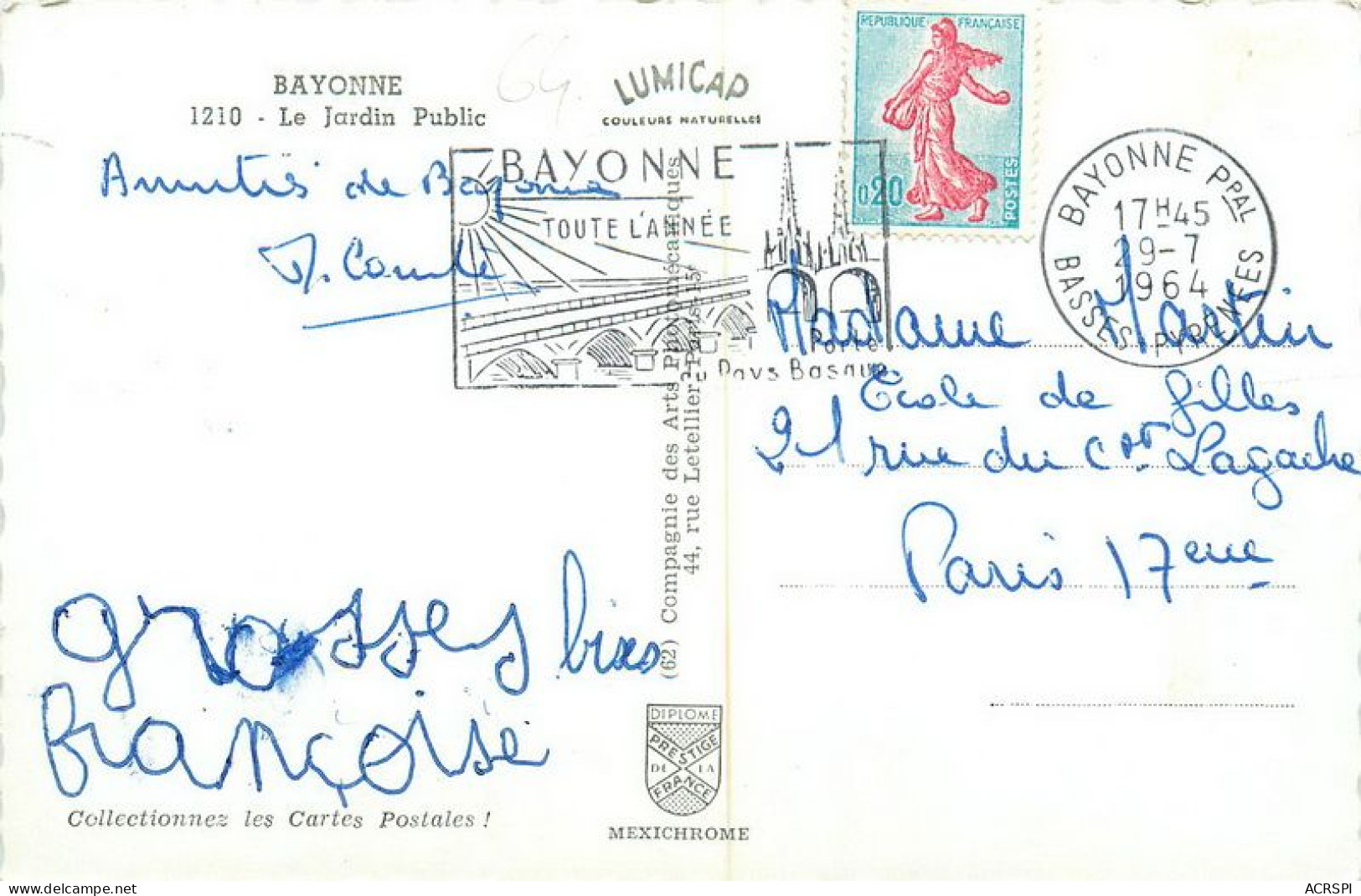 BAYONNE Le  Jardin  Public 27  (scan Recto-verso) MA1900Bis - Bayonne