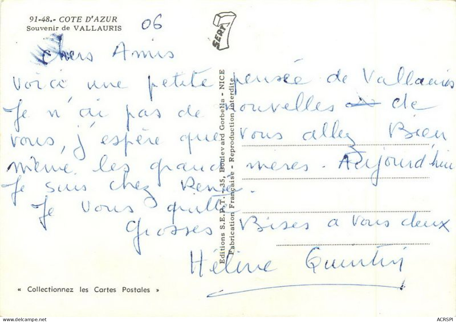 Une Pensée De VALLAURIS    16 (scan Recto-verso)MA1918Bis - Vallauris