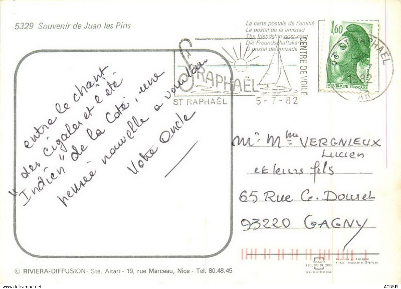 ANTIBES   Juan Les Pins  Souvenir   18 (scan Recto-verso)MA1918Bis - Juan-les-Pins