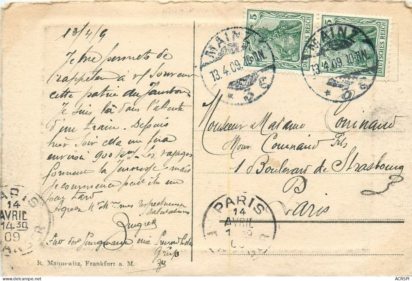 ALLEMAGNE Mayence MAINZ  33 (scan Recto-verso)MA1917 - Mainz