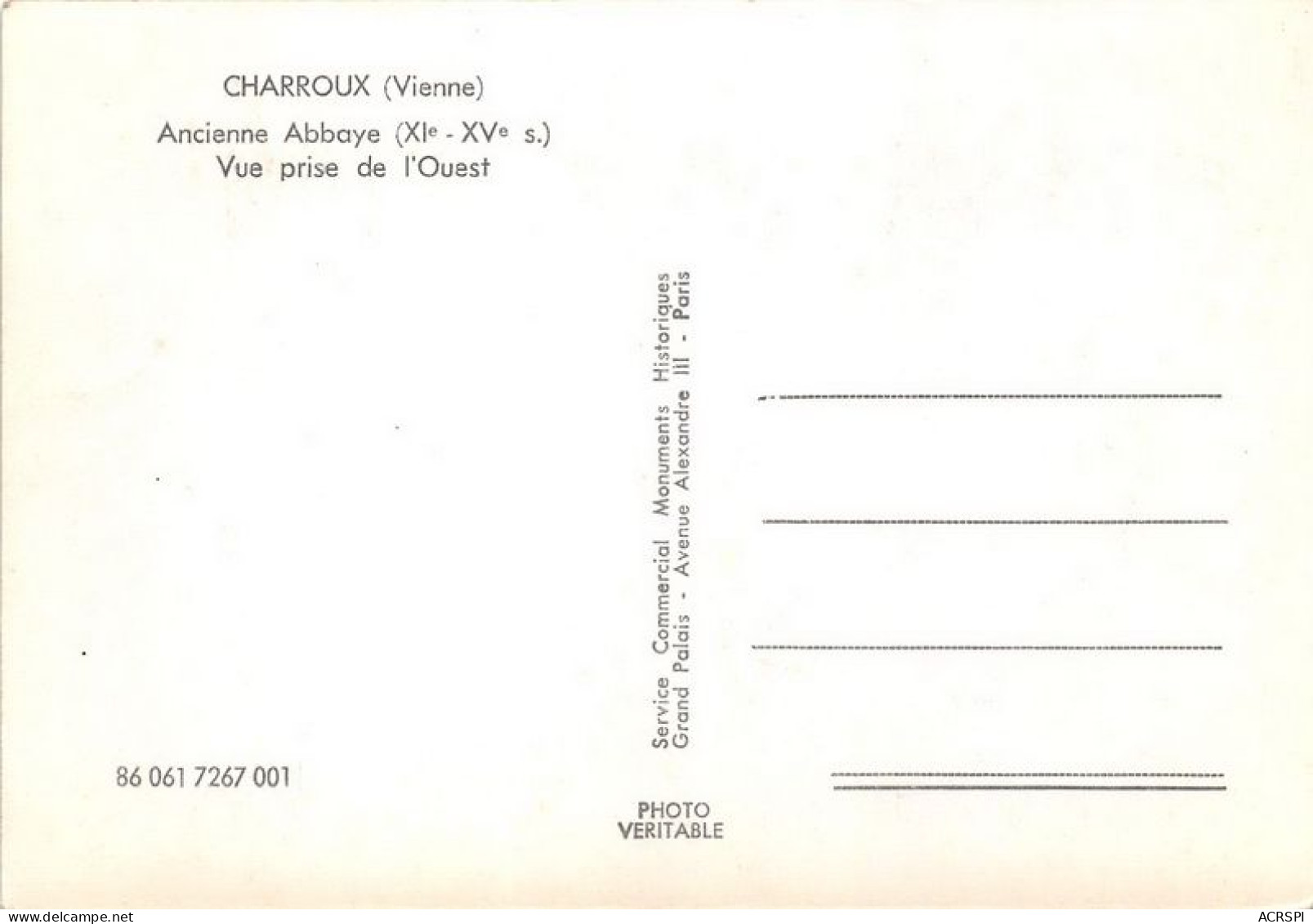 CHARROUX Ancienne Abbaye Vue Prise D El Ouest 22(scan Recto-verso) MA1916 - Charroux