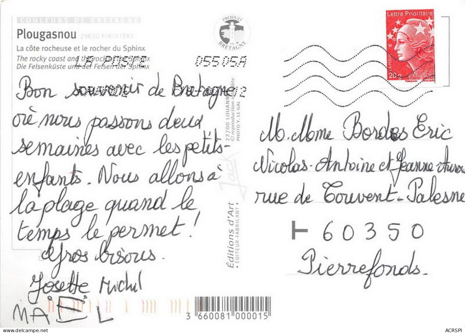 PLOUGASNOU La Cote Rocheuse Et Le Rocher Du Sphinx 30(scan Recto-verso) MA1914 - Plougasnou